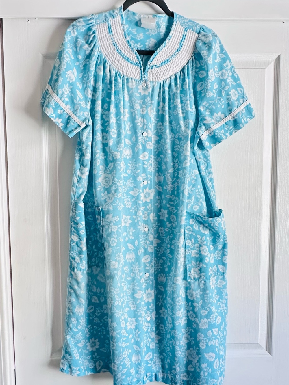 Cottagecore Sleep House Dress Robe Blue Floral Granny